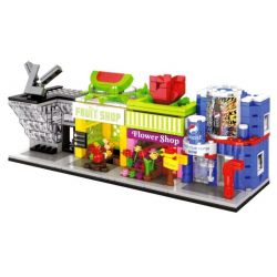 SEMBO SD6026 6026 601516 SD6027 6027 601517 SD6028 6028 SD6029 6029 non  BỘ 4 CỬA HÀNG TÚI XÁCH ĐỒ UỐNG TRÁI CÂY HOA TƯƠI bộ đồ chơi xếp lắp ráp ghép mô hình Mini Modular HOLIDAY STREET LUXURY HAPPY SODA SEMBO BLOCK FRUIT SHOP FLOWER Đường Phố Thu Nhỏ 151 khối