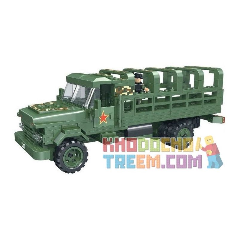 WOMA C0713 0713 Xếp hình kiểu  MILITARY ARMY Millitary Truck Xe Tải Chở Lính 325 khối