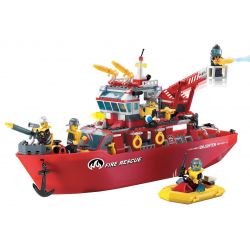 QMAN ENLIGHTEN KEEPPLEY 909 non  TÀU CỨU HỎA LỚN TRÊN BIỂN bộ đồ chơi xếp lắp ráp ghép mô hình City FIRE RESCUE MULTI-FUNCTION SHIP Thành Phố 359 khối