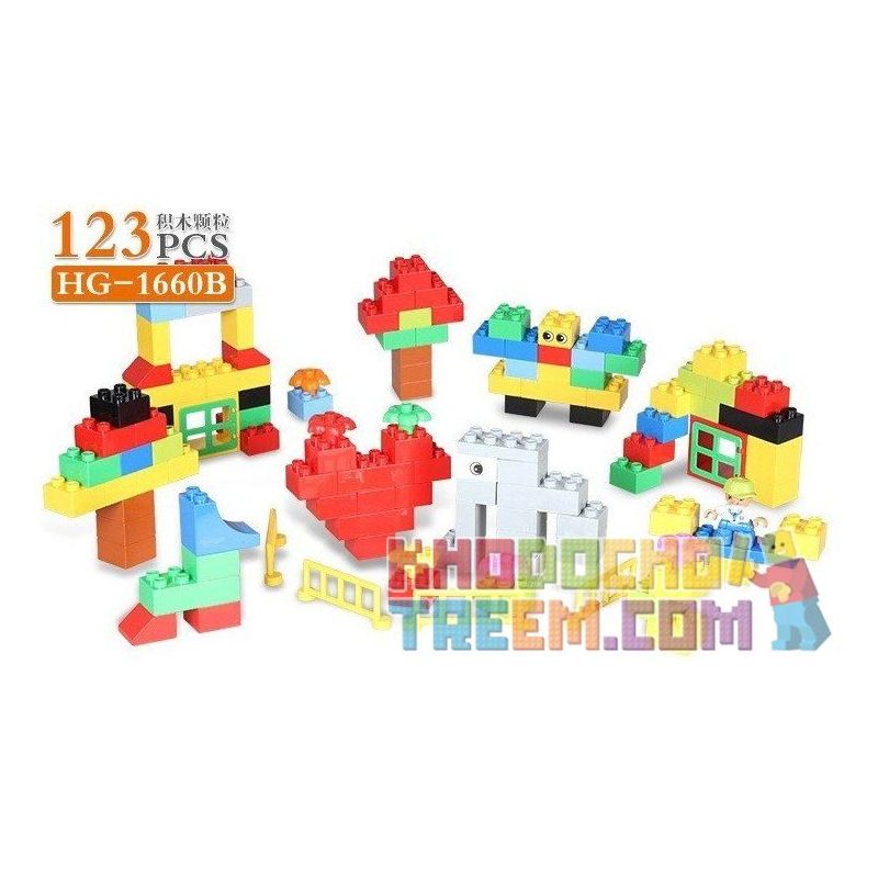 HYSTOYS HONGYUANSHENG AOLEDUOTOYS HG-1660B 1660B HG1660B Xếp hình kiểu    Creative Bucket Thiên đường Học Tập 123 khối