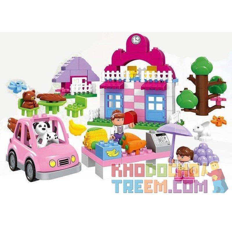 HUIMEI STAR CITY XING DOU CHENG HM065 Xếp hình kiểu    Pink Supermarket Siêu Thị Màu Hồng 95 khối