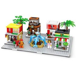 SEMBO SD6750 6750 Xếp hình kiểu  MODULAR BUILDINGS KFC Starbucks McDonalds 7-Eleven 4 Cửa Hàng ăn Nhanh Kết Hợp 813 khối