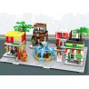 SEMBO SD6750 6750 Xếp hình kiểu  MODULAR BUILDINGS KFC Starbucks McDonalds 7-Eleven 4 Cửa Hàng ăn Nhanh Kết Hợp 813 khối