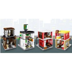 SEMBO SD6750 6750 Xếp hình kiểu  MODULAR BUILDINGS KFC Starbucks McDonalds 7-Eleven 4 Cửa Hàng ăn Nhanh Kết Hợp 813 khối
