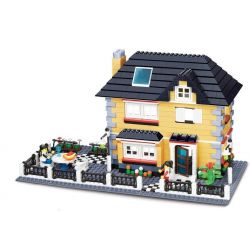 WANGE DR.LUCK 34051 non  BIỆT THỰ CÓ BÀN ĂN NGOÀI TRỜI bộ đồ chơi xếp lắp ráp ghép mô hình City CITYINN Thành Phố 909 khối