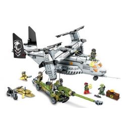 SEMBO 11712 non  NGĂN CHẶN MÁY BAY QUÂN SỰ OSPREY bộ đồ chơi xếp lắp ráp ghép mô hình Black Gold Cuộc Chiến Vàng Đen 640 khối