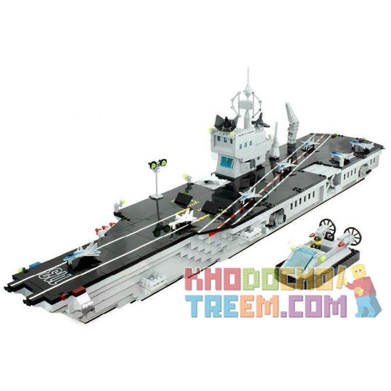 AUSINI 22111 Enlighten 113 Qman 113 non  TÀU SÂN BAY bộ đồ chơi xếp lắp ráp ghép mô hình Military Army COMBATZONES AIRCRAFT CARRIER Quân Sự Bộ Đội 990 khối