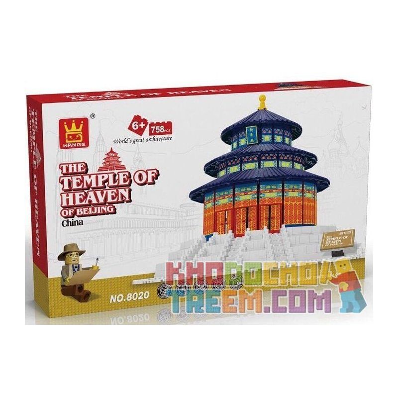 WANGE DR.LUCK 8020 5222 non  THIÊN ĐÀN THỜ TRỜI bộ đồ chơi xếp lắp ráp ghép mô hình Mini Modular THE TEMPLE OF HEAVEN BEIJING Đường Phố Thu Nhỏ 758 khối
