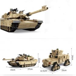 Kazi KY10000 10000 non  XE TĂNG CHỦ LỰC BIẾN HÌNH HUMMER BÁNH XÍCH bộ đồ chơi xếp lắp ráp ghép mô hình Military Army M1A2 ABRAMS MBT Quân Sự Bộ Đội 1463 khối
