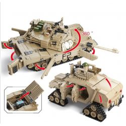 Kazi KY10000 10000 non  XE TĂNG CHỦ LỰC BIẾN HÌNH HUMMER BÁNH XÍCH bộ đồ chơi xếp lắp ráp ghép mô hình Military Army M1A2 ABRAMS MBT Quân Sự Bộ Đội 1463 khối