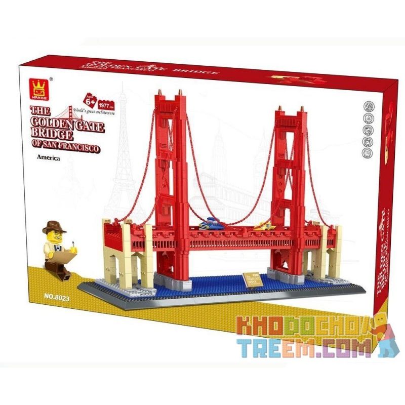 WANGE 6210 8023 non  CẦU CỔNG VÀNG bộ đồ chơi xếp lắp ráp ghép mô hình Creator GOLDEN BRIDG OF UNITED STATES Sáng Tạo 1977 khối