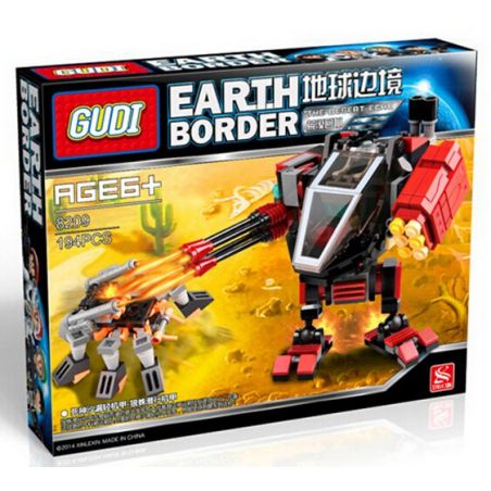GUDI 8209 non  RÔ BỐT CHIẾN ĐẤU NHỎ 1 NGƯỜI NGỒI bộ đồ chơi xếp lắp ráp ghép mô hình Earth Border Biến Giới Trái Đất 194 khối