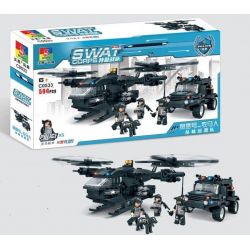 WOMA C0533 0533 Xếp hình kiểu  SWAT SPECIAL FORCE SWAT Helicopter Car Trực Thăng Phối Hợp ô Tô Lính đặc Nhiệm 594 khối