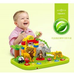 JUN DA LONG TOYS JDLT 5278A Xếp hình kiểu    IQ Whole Brain Enlightenment Sở Thú Có Bàn Phát Nhạc 47 khối
