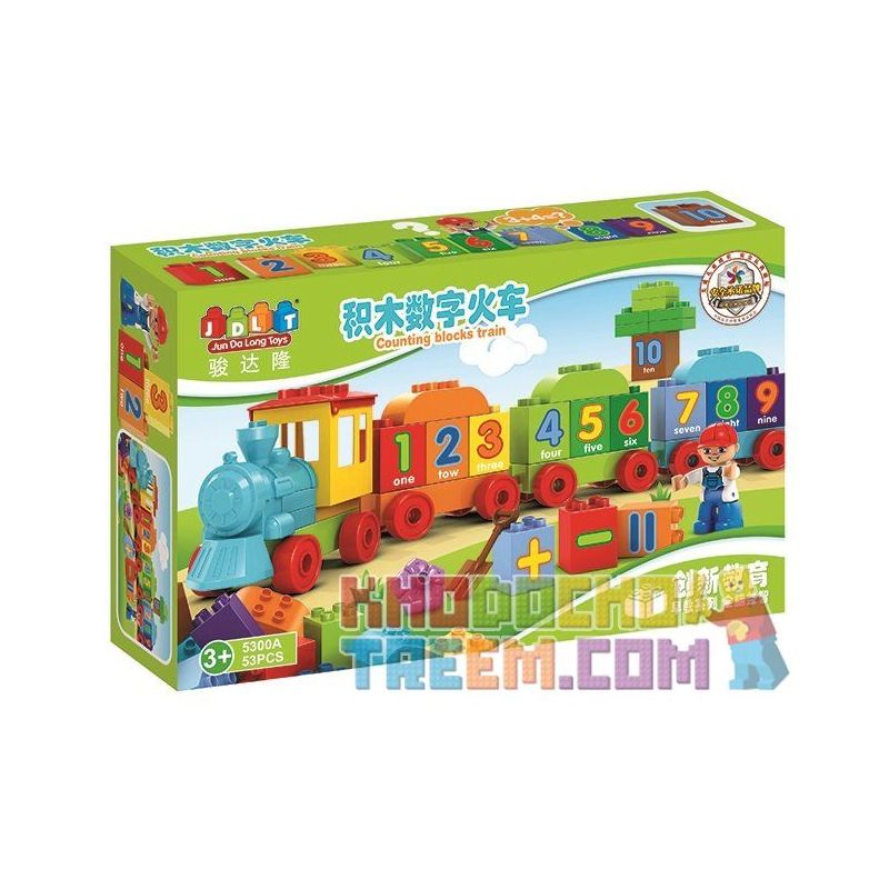 JUN DA LONG TOYS JDLT 5300A Xếp hình kiểu    Digital Train Đoàn Tàu Tập đếm 53 khối