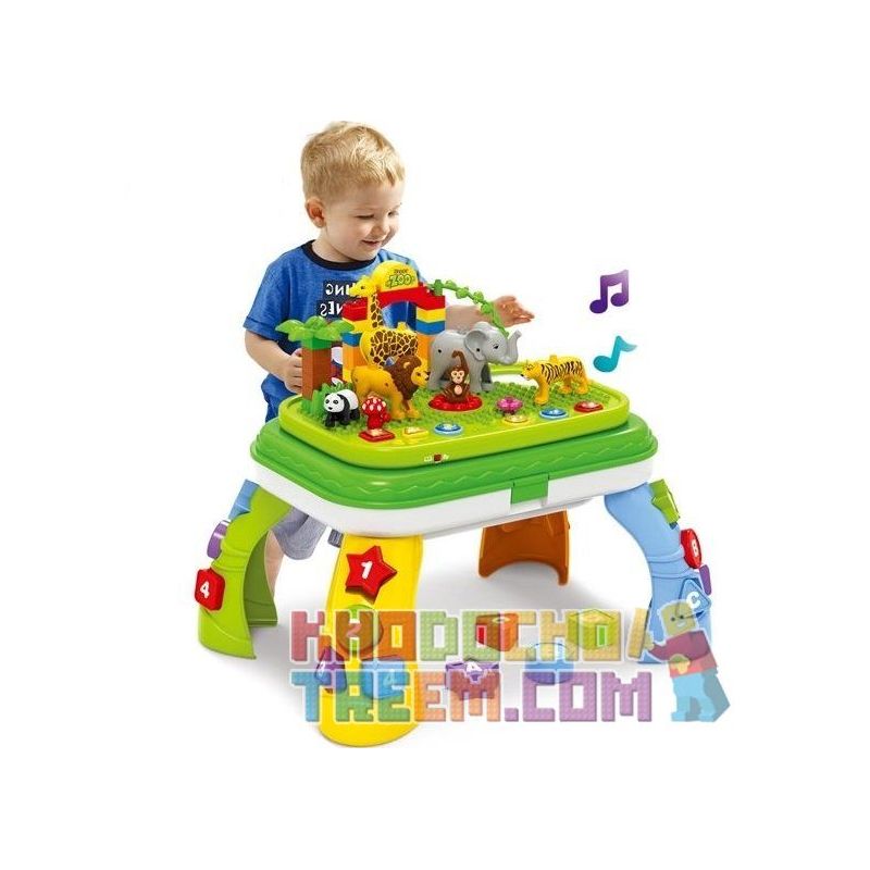 JUN DA LONG TOYS JDLT 5278A Xếp hình kiểu    IQ Whole Brain Enlightenment Sở Thú Có Bàn Phát Nhạc 47 khối