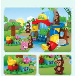 JUN DA LONG TOYS JDLT 5010A Xếp hình kiểu    Crowded Monkey Zoo Sở Thú Vui Nhộn Của Khỉ 59 khối
