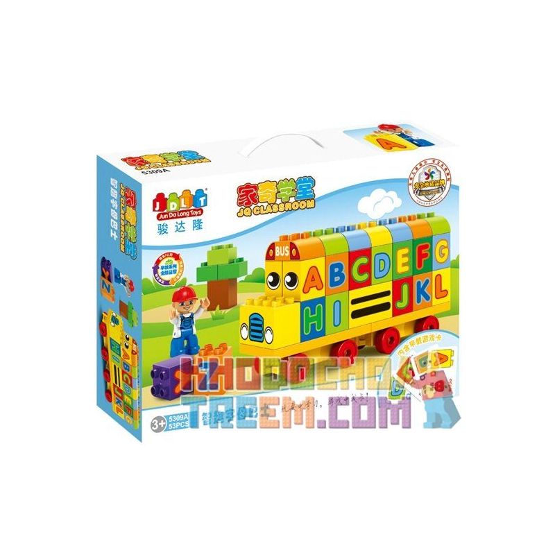JUN DA LONG TOYS JDLT 5309A Xếp hình kiểu    Alphabet Bus Xe Bus Chữ Cái 53 khối