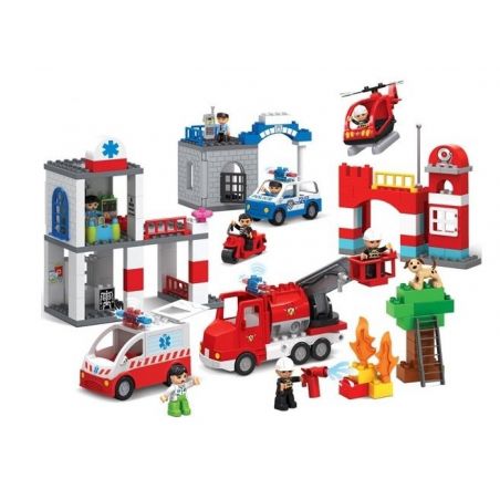 JUN DA LONG TOYS JDLT 5276A Xếp hình kiểu    Fire City Thành Phố Lính Cứu Hỏa 126 khối