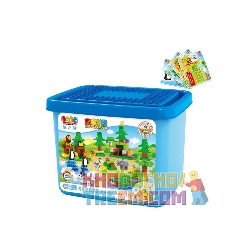 JUN DA LONG TOYS JDLT 5315A Xếp hình kiểu    Animal World Big Bucket Thế Giới Các Loài Động Vật 132 khối