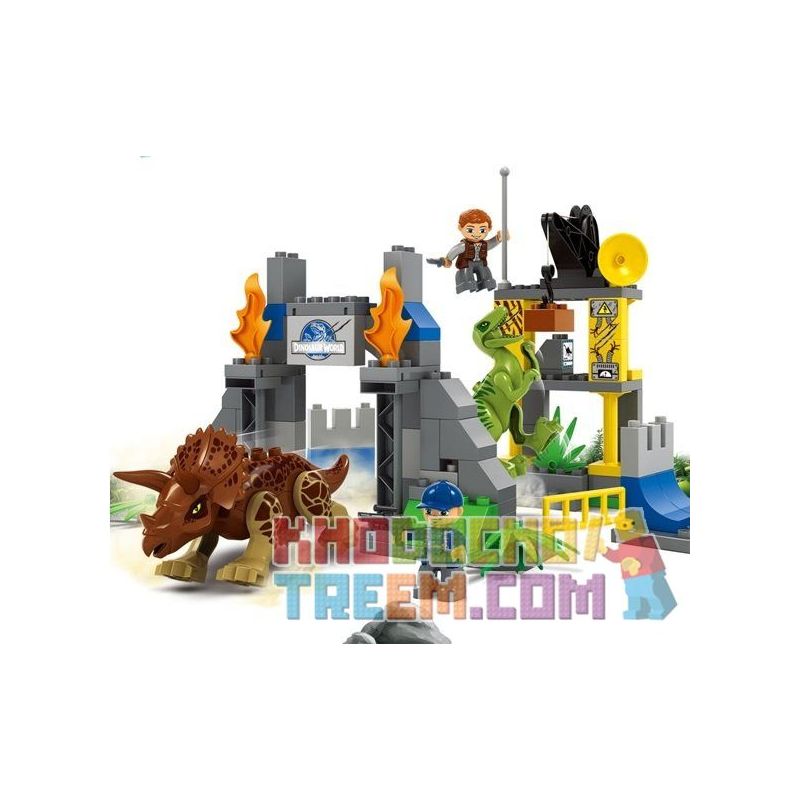 JUN DA LONG TOYS JDLT 5076A Xếp hình kiểu    Dinosaur World Chiến Đấu Bầy Khủng Long 106 khối