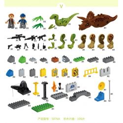 JUN DA LONG TOYS JDLT 5076A Xếp hình kiểu    Dinosaur World Chiến Đấu Bầy Khủng Long 106 khối