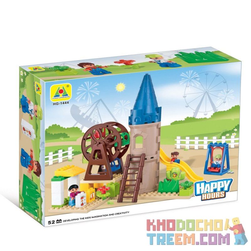 HYSTOYS HONGYUANSHENG AOLEDUOTOYS HG-1444 1444 HG1444 Xếp hình kiểu    Playground Set With Storage Khu Vui Chơi Thiên đường 52 khối