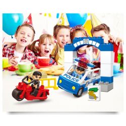 JUN DA LONG TOYS JDLT 5130A Xếp hình kiểu    Hunting Robber Cảnh Sát Truy Lùng Tên Cướp 21 khối