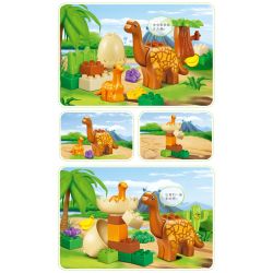 JUN DA LONG TOYS JDLT 5075A Xếp hình kiểu    Family Of Moabosaurus Utahensis Gia Đình Khủng Long Cổ Dài 20 khối