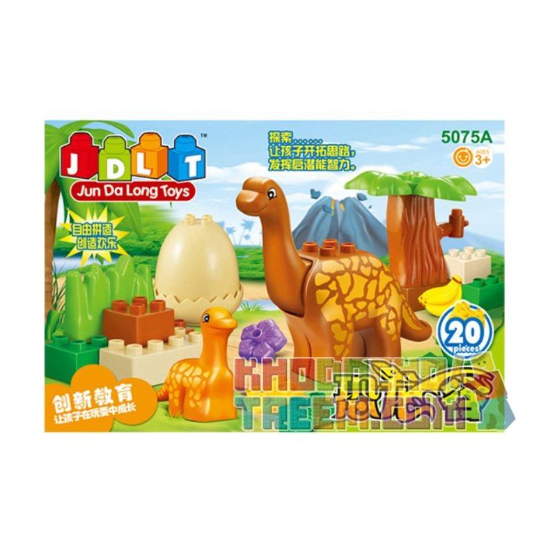JUN DA LONG TOYS JDLT 5075A Xếp hình kiểu    Family Of Moabosaurus Utahensis Gia Đình Khủng Long Cổ Dài 20 khối