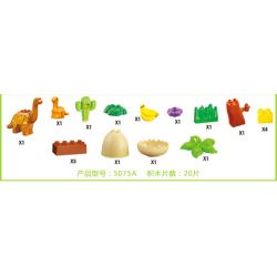 JUN DA LONG TOYS JDLT 5075A Xếp hình kiểu    Family Of Moabosaurus Utahensis Gia Đình Khủng Long Cổ Dài 20 khối