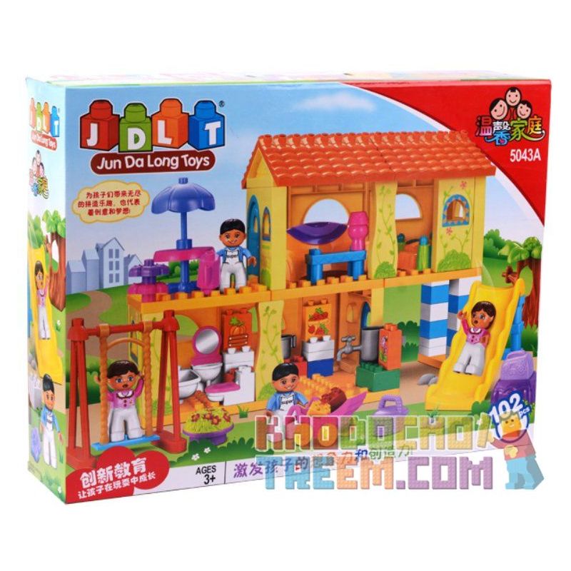 JUN DA LONG TOYS JDLT 5043A Xếp hình kiểu    House Of Kids Ngôi Nhà Của Bé Và Các Bạn Nhỏ 102 khối