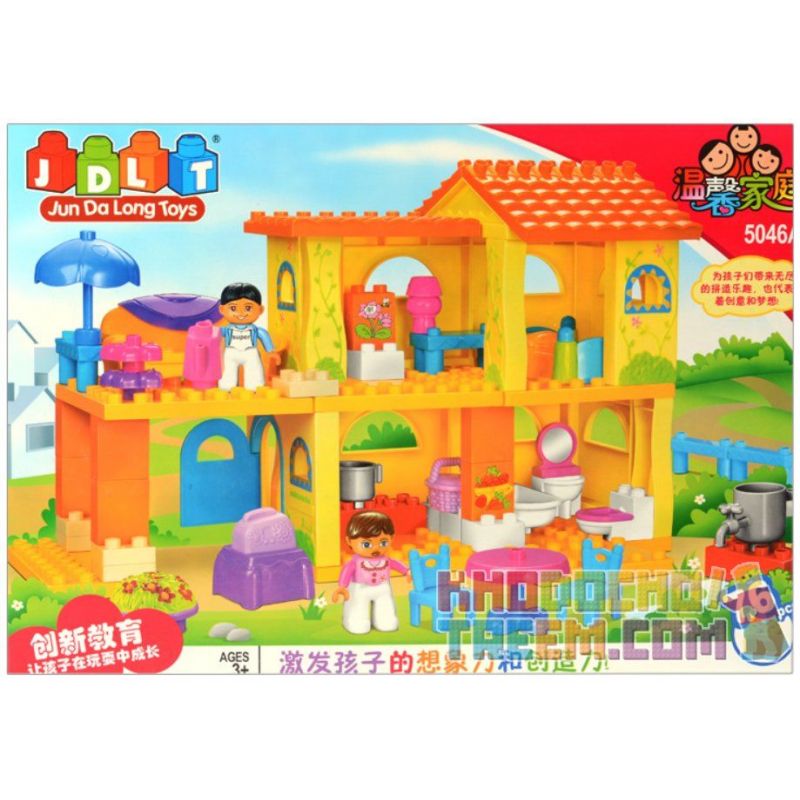 JUN DA LONG TOYS JDLT 5046A Xếp hình kiểu    Our Little House Một Ngày Của Bé Và Bạn Trong Ngôi Nhà Nhỏ 76 khối