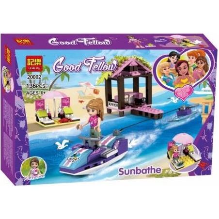 Jemlou 20002 non  CHUYẾN ĐI BIỂN CỦA CÔ GÁI bộ đồ chơi xếp lắp ráp ghép mô hình Good Fellow GOOD FELLOW SUNBATHE Những Người Bạn Gái Tốt 136 khối
