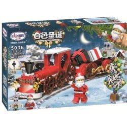 Winner 5036 non  XE LỬA HỘP QUÀ CỦA ÔNG GIÀ NOEL bộ đồ chơi xếp lắp ráp ghép mô hình Seasonal WHITE CHRISTMAS Mùa Lễ Hội 345 khối