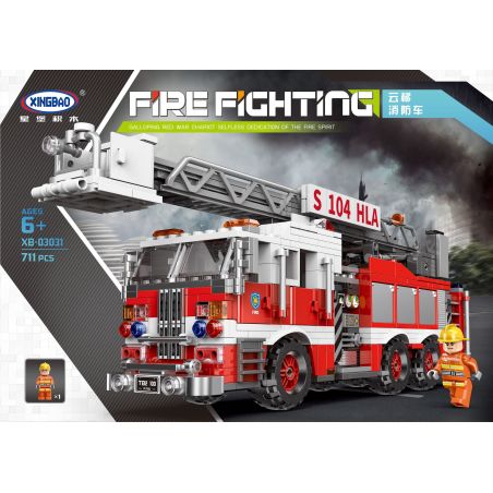 XINGBAO XB-03031 03031 XB03031 non  XE CỨU HỎA THANG XOAY bộ đồ chơi xếp lắp ráp ghép mô hình Fire Rescure FIRE-FIGHTING TRUNTABLE LADDER 711 khối