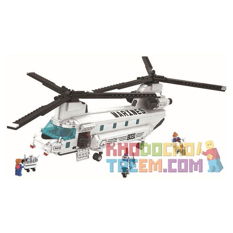 Winner 8031 non  MÁY BAY QUÂN SỰ MARINES bộ đồ chơi xếp lắp ráp ghép mô hình Thunder Air Force THUNDER AIR FORCE CH-47 HELICOPTER Không Quân Sấm Sét 830 khối