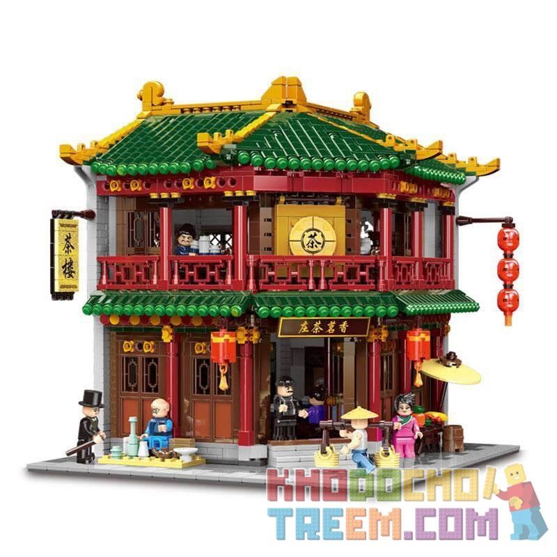 XINGBAO XB-01021 01021 XB01021 non  QUÁN TRÀ CỔ KÍNH bộ đồ chơi xếp lắp ráp ghép mô hình Chinatown TEAHOUSE Khu Phố Tàu 3033 khối