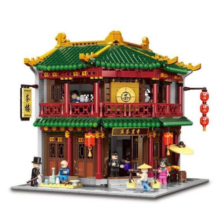 XINGBAO XB-01021 01021 XB01021 non  QUÁN TRÀ CỔ KÍNH bộ đồ chơi xếp lắp ráp ghép mô hình Chinatown TEAHOUSE Khu Phố Tàu 3033 khối