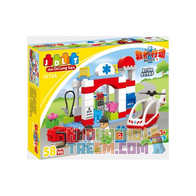JUN DA LONG TOYS JDLT 5172A Xếp hình kiểu    Rescue Crossing Victim Cấp Cứu Nạn Nhân Ngã Xe 58 khối