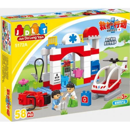 JUN DA LONG TOYS JDLT 5172A Xếp hình kiểu    Rescue Crossing Victim Cấp Cứu Nạn Nhân Ngã Xe 58 khối