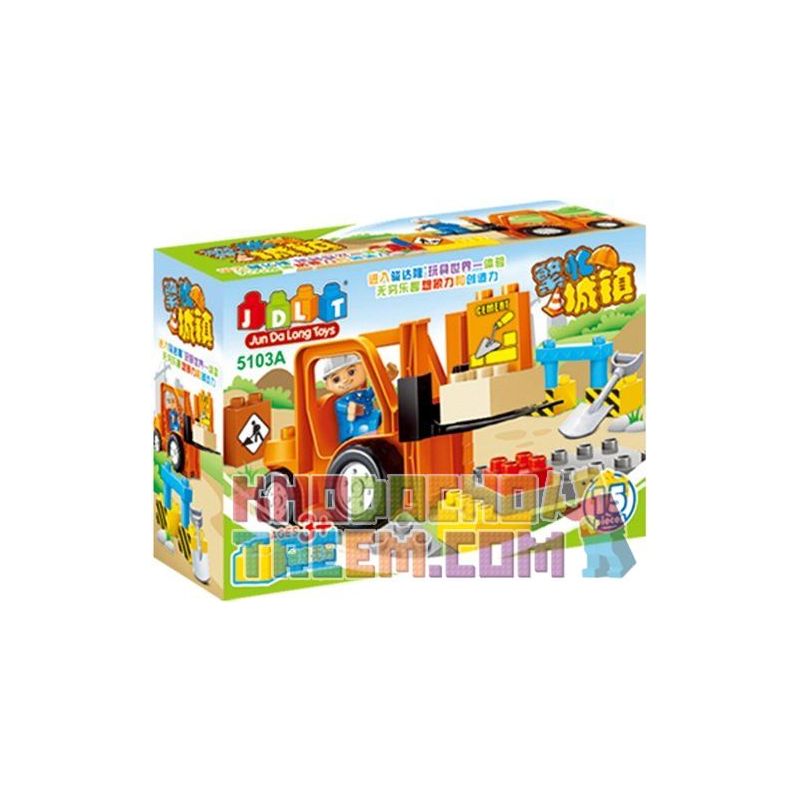 JUN DA LONG TOYS JDLT 5103A Xếp hình kiểu    Uncle Road Workers Chú Công Nhân Cầu Đường Vất Vả 15 khối