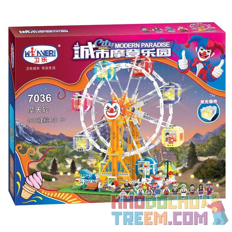 Winner 7036 non  ĐU QUAY BÁNH XE KHỔNG LỒ bộ đồ chơi xếp lắp ráp ghép mô hình City Modern Paradise Thành Phố Thiên Đường Hiện Đại 1506 khối