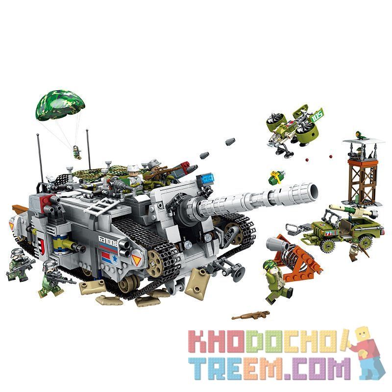 PanlosBrick 631008 Panlos Brick 631008 non  XE TĂNG ĐẦU PHÁO HỦY DIỆT bộ đồ chơi xếp lắp ráp ghép mô hình Justice Action Thi Hành Công Lý 1735 khối