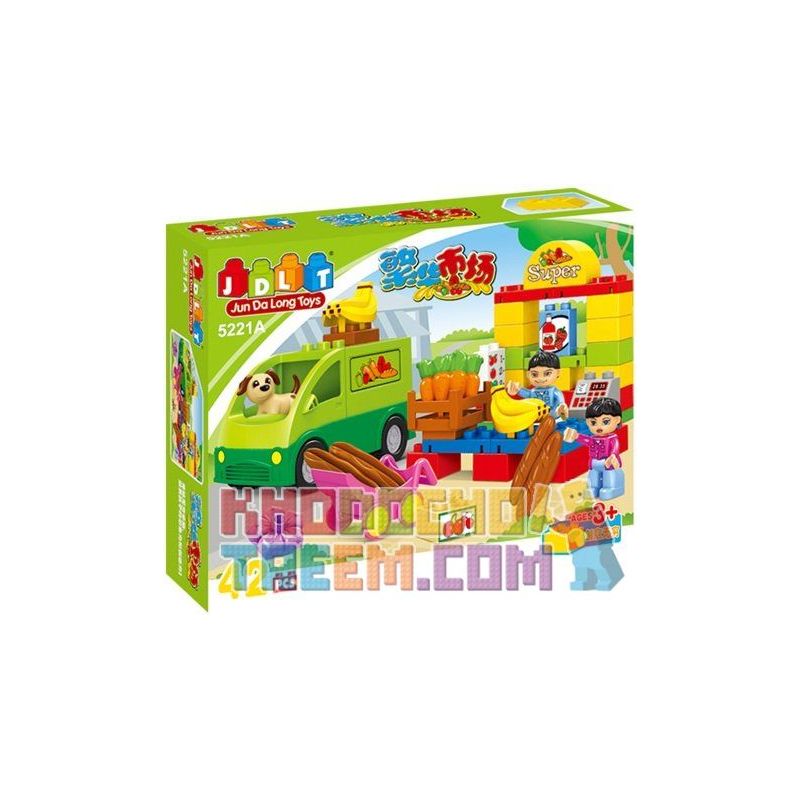 JUN DA LONG TOYS JDLT 5221A Xếp hình kiểu    Go To Market With Puppy Đi Siêu Thị Với Cún Cưng 42 khối