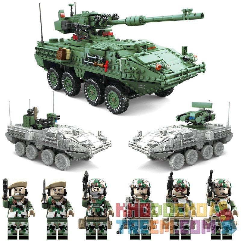 Kazi KY10001 10001 non  Ô TÔ QUÂN SỰ GẮN PHÁO tỷ lệ 1:21 bộ đồ chơi xếp lắp ráp ghép mô hình Creator STRYKER MGS-M1128 MGS装甲车 Sáng Tạo 1672 khối