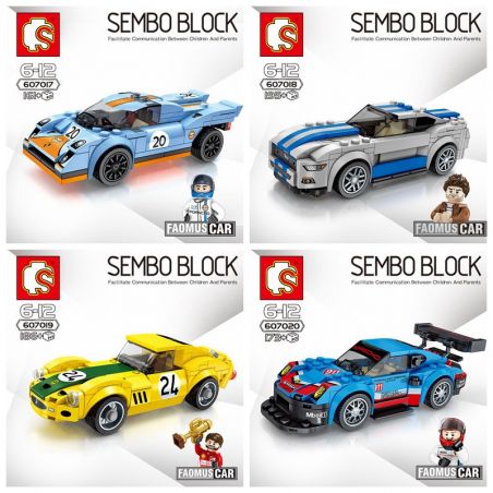 SEMBO 607017 607018 Xếp hình kiểu  SPEED CHAMPIONS Porsche 911 RSR And 911 Turbo 3.0 Bộ 4 Xe đua gồm 2 hộp nhỏ 732 khối