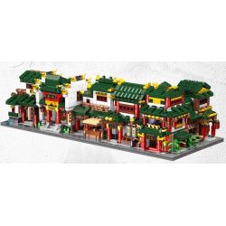 XINGBAO XB non  NHÀ XAY XÁT ĐẾN THỜ HÀNG THỊT GẠO QUÁN ĂN GIẤM bộ đồ chơi xếp lắp ráp ghép mô hình Mini Modular GRISTMILL、ANCESTRAL HALL、BUTCHER'S SHOP、RICE SHOP、RESTAURANT、VINEGAR Đường Phố Thu Nhỏ 2111 khối