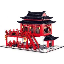 WANGE 6312 non  KHÁCH SẠN CỔ bộ đồ chơi xếp lắp ráp ghép mô hình Modular Buildings CHINA ANCIENT HOTEL Mô Hình Nhà Cửa 2038 khối