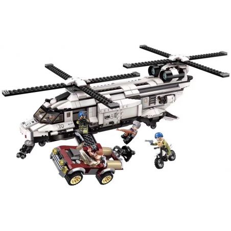 Enlighten 3208 Qman 3208 non  ĐÁNH CHẶN TÊN KHỦNG BỐ BẰNG TRỰC THĂNG CỦA QUÂN ĐỘI LIÊN HỢP QUỐC bộ đồ chơi xếp lắp ráp ghép mô hình Thunder Mission THUNDERMISSION Nhiệm Vụ Sấm Sét 650 khối